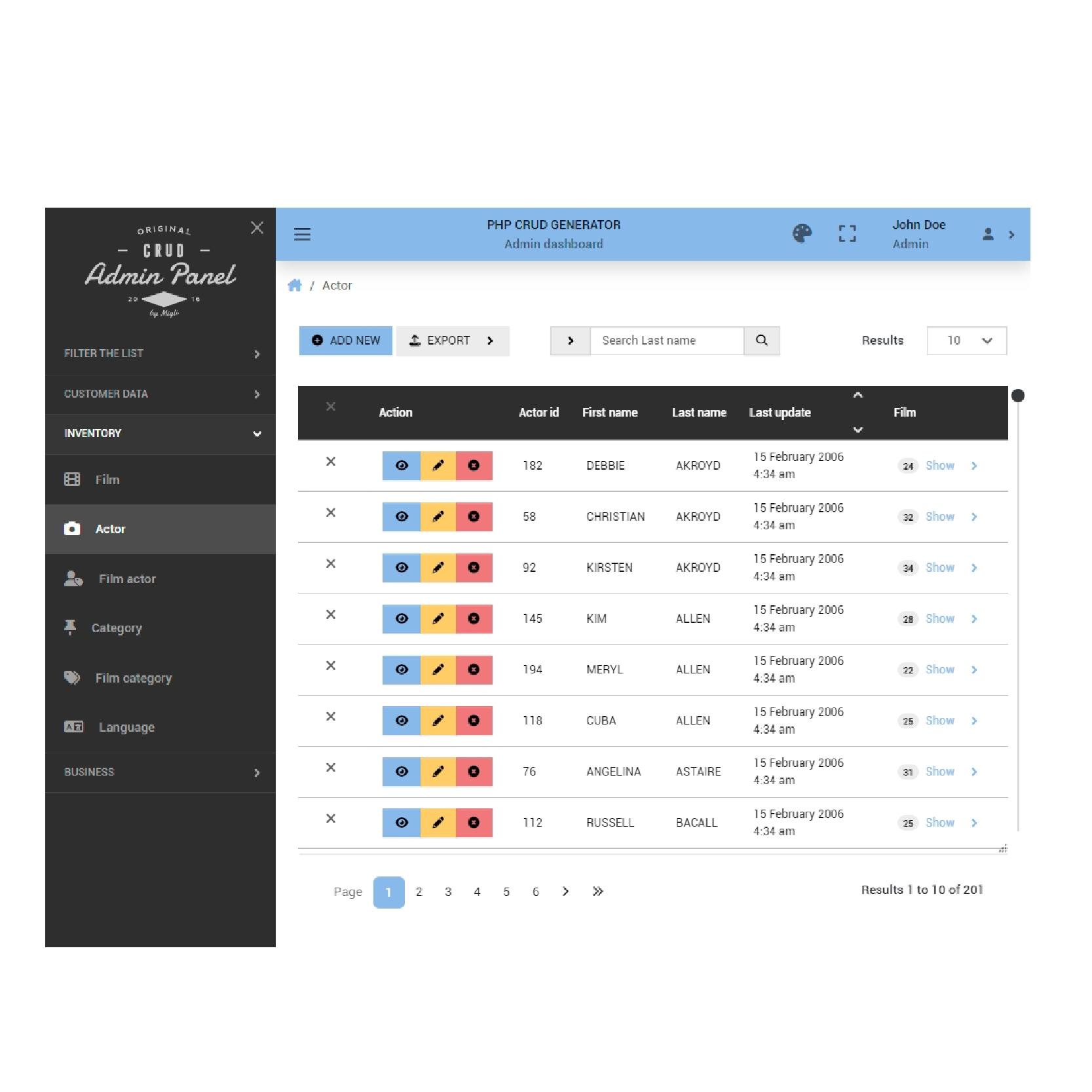 PHP CRUD 生成器 - 高级数据库管理面板生成器